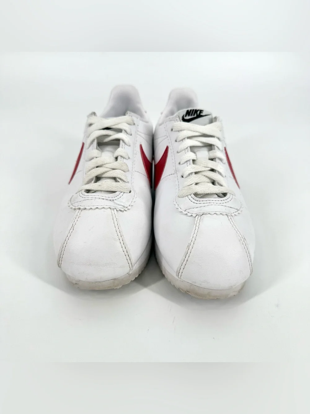 Nike Classic Cortez Sneakers Womens Size 6.5 White Leather Red Blue 807471 103